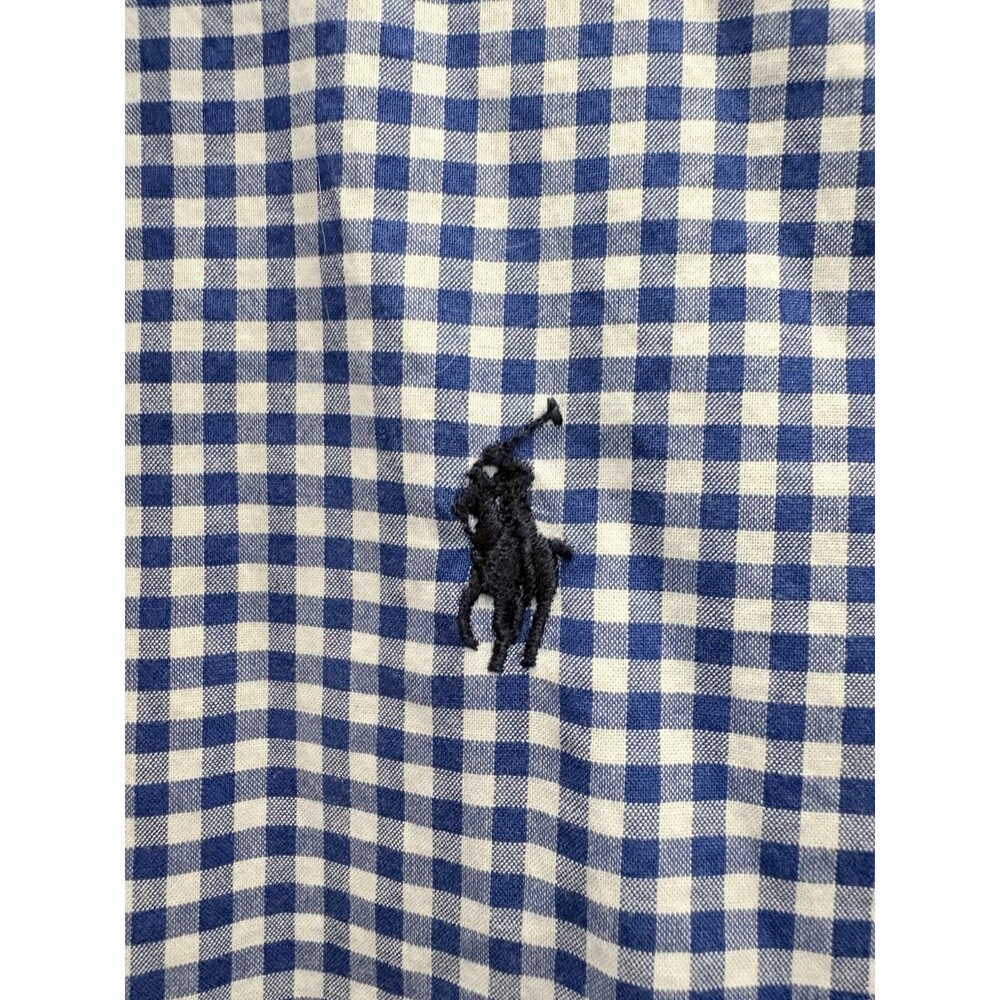 Polo Ralph Lauren Boys Gingham Button-Down Shirt – Navy & White – Size L (14/16)